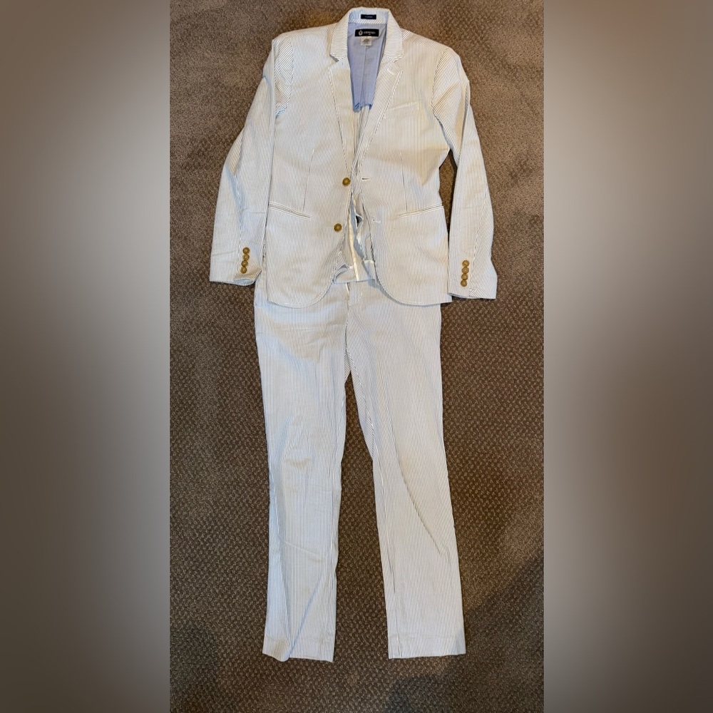 Crewcuts Blue and White Striped Suit size 14 READ